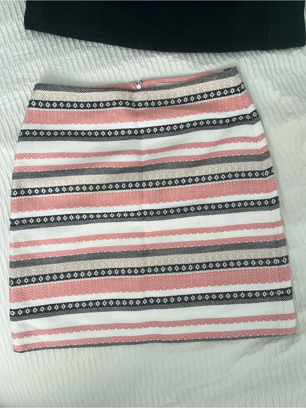 LOFT Pink, White and Black Striped Mini Skirt